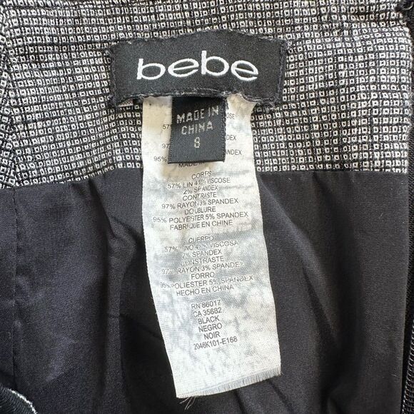 Y2K Bebe Gray & Black Ruched Panel Ruffle Hem plaid Pencil Mini Skirt Size S - Picture 12 of 12